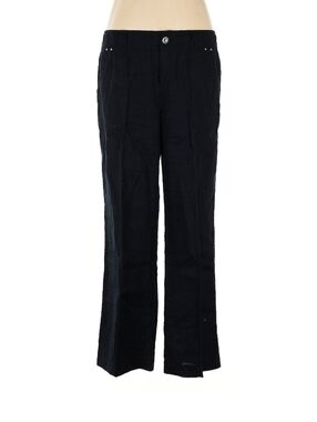 INC International Concepts Black Straight-Leg Linen Slacks, Size 16